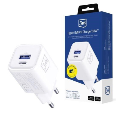 3mk napájecí adaptér Hyper Charger PD 33W GaN QC4+ PPS AFC FCP SCP 1A1C White