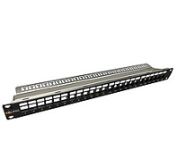 BAZAR - Solarix Modulární neosazený patch panel 24 portů 1U SX24M-0-STP-BK-UNI-N - Poškozený obal (Komplet)