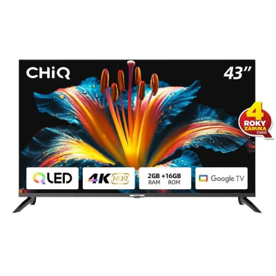 CHiQ U43QM8E TV 43", QLED, Google TV, Frameless, Dolby Audio, dbx-tv, nový design podstavce