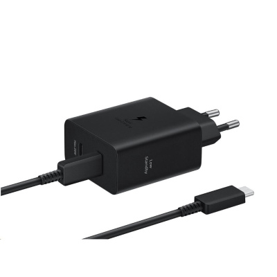 Samsung Dual USB-C 50W Cestovní nabíječka + USB-C Datový Kabel Black