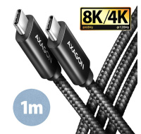 AXAGON BUCM432-CM10AB, NewGEN+ kabel USB-C <-> USB-C, 1m, USB4 Gen 3×2, PD 100W 5A, 8K HD, ALU, oplet, černý