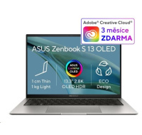 ASUS NTB Zenbook S (UX5304VA-OLED075W), i7-1355U, 13.3" 2880 x 1800, 16GB, 1TB SSD, Iris Xe, W11 Home, Gray