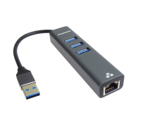 PREMIUMCORD Adaptér USB3.0 - LAN RJ45 ETHERNET 10/100/1000 MBIT + 3x USB3.0 port