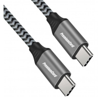 PREMIUMCORD Kabel USB-C M/M, 100W 20V/5A 480Mbps bavlněný oplet, 1,5m