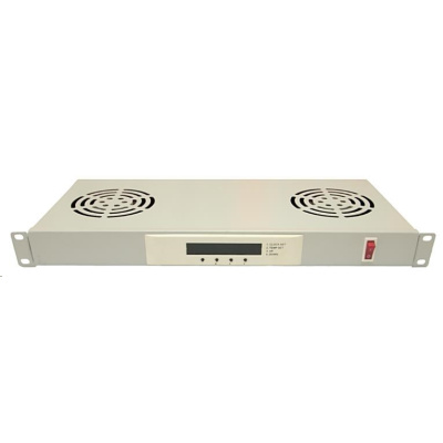 LEXI-Net 19" ventilační jednotka 1U, 2 ventilátory, LCD, digitální termostat, hloubka 200mm, šedá