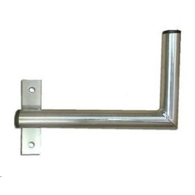 Držák antény na zeď u okna s pásem, levé uchycení, galvanický zinek, délka 25cm, průměr 3,2cm