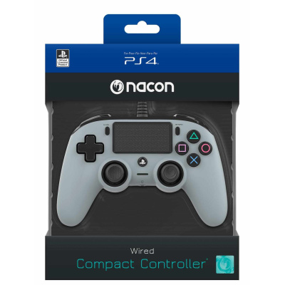 Nacon Wired Compact Controller - ovladač pro PlayStation 4 - šedý