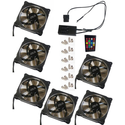 EUROCASE ventilátor RGB 120mm (Ring type), set 6ks + controller