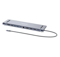 MANHATTAN Dokovací stanice USB-C 12v1, 2xHDMI, DP, USB-C PD 100W, USB-C 3.0, 3xUSB-A 3.0, SD/microSD, RJ45, 3.5mm Jack