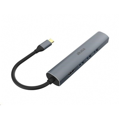 AKASA adaptér 5v1 USB Type-C na HDMI 4K@30Hz, RJ45 a USB-A