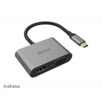 AKASA adaptér USB-C 2-in-1 (single or dual display output, HDMI & VGA)