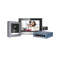 HIKVISION DS-KIS602 kit IP videotelefonu, bytový monitor + dveřní stanice + switch + microSD