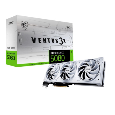 BAZAR - MSI VGA NVIDIA GeForce RTX 5080 16G VENTUS 3X OC WHITE, RTX 5080, 16GB GDDR7, 3xDP, 1xHDMI - Po opravě (Bez příš