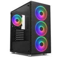 1stCOOL skříň Rainbow 4, Mid Tower, ATX, AU, Průhledná bočnice, 4x 120mm Fan, 650W, 88+, Černá