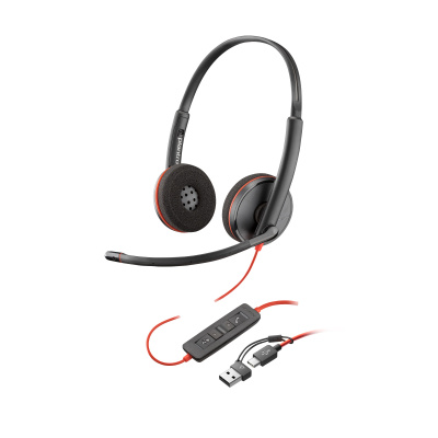 Poly Blackwire 3220 náhlavní souprava, USB-C/A adaptér, stereo