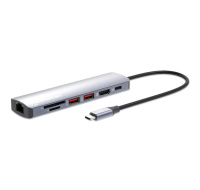 MANHATTAN Dokovací stanice USB-C 7v1, HDMI, USB-C PD 100W, 2xUSB-A 3.1, SD/microSD, RJ45