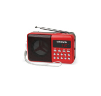 Orava RP-141 R přenosný rádiopřijímač, micro SD, USB vstup, výstup na sluchátka, displej, FM rádio, anténa, červená