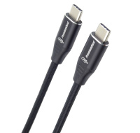 PREMIUMCORD Kabel USB-C M/M, 240W 480Mbps černý bavlněný oplet, 1,5m