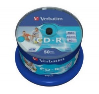 VERBATIM CD-R(50-Pack)Spindle/Inkjet Printable/52x/700MB / Non ID Branded