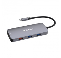 VERBATIM Hub USB-C Pro Multiport 9 Port, 3x USB 3.2, 2x USB-C, HDMI, RJ45, microSD/SD, šedá