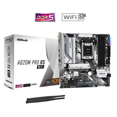 BAZAR - ASRock MB Sc AM5 A620M Pro RS WiFi, AMD A620, 4xDDR5, HDMI, DP - Po opravě (Bez příšlušenství)