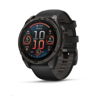 Garmin fenix® 8 – 47 mm, AMOLED, Sapphire, Carbon grey DLC titanium s Black/Gray silikonovým řemínkem, EU