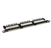 Solarix Patch panel 24xRJ45 CAT6 UTP s vyvazovací lištou černý 0,5U SX24HD-6-UTP-BK