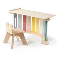 Dřevěná montessori houpačka 100 cm 6v1 max s prknem a židlí - set pastel