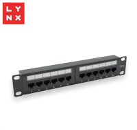 BAZAR - LYNX 10" patch panel 12-port, UTP Cat6, 50µ, nestíněný, černý - POŠKOZENÝ OBAL