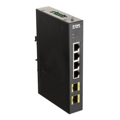 D-Link DIS-100G-6S Průmyslový Gigabit unmanaged switch, 4x GbE, 2x SFP, DIN