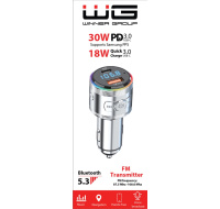 WG - Car charger - FM transmitter / QC 3.0 18W with USB-C slot 30W PD / silver