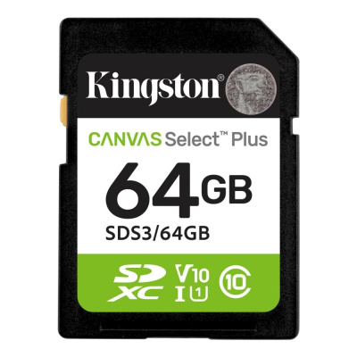 Kingston SDXC karta 64GB Canvas Select Plus, U1, V10, A1