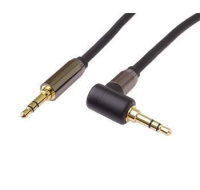 PremiumCord HQ stíněný kabel stereo Jack 3.5mm - Jack 3.5mm zahnutý 90°, 5m